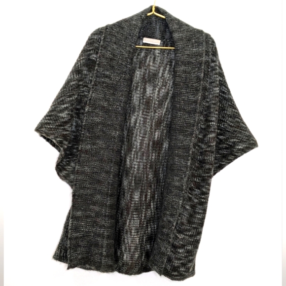 Stefanel Italian Yarn XS Gray Mohair Blend Dolman Short Sleeve Oversize Cardigan - Picture 1 of 11